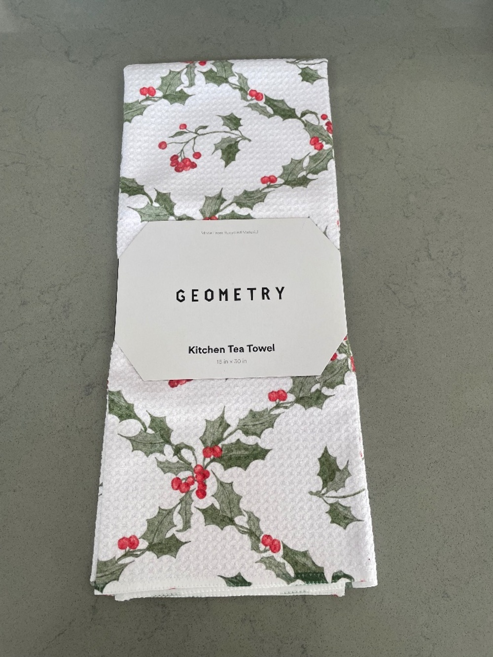 Geometry Kitchen Tea Towel- Christmas Lattice Print, Made Recycled Material